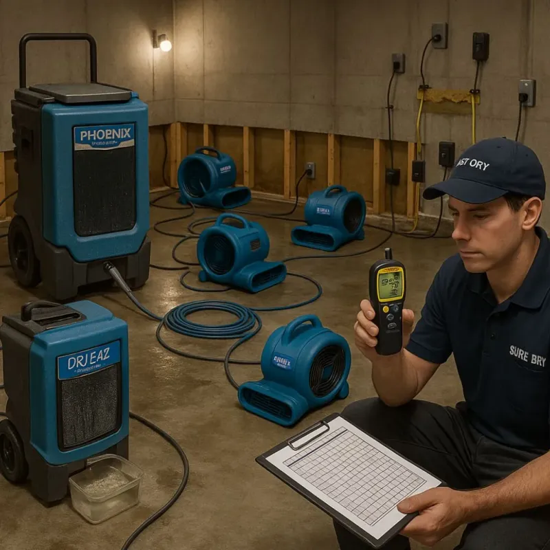 Structural Drying and Dehumidification process in Denham Springs, LA